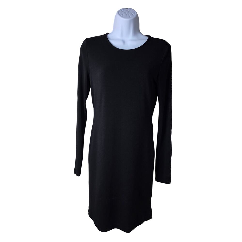 Alice + Olivia M Black Sheer Mesh Back Long Sleeve Bodycon Mini Dress 0114